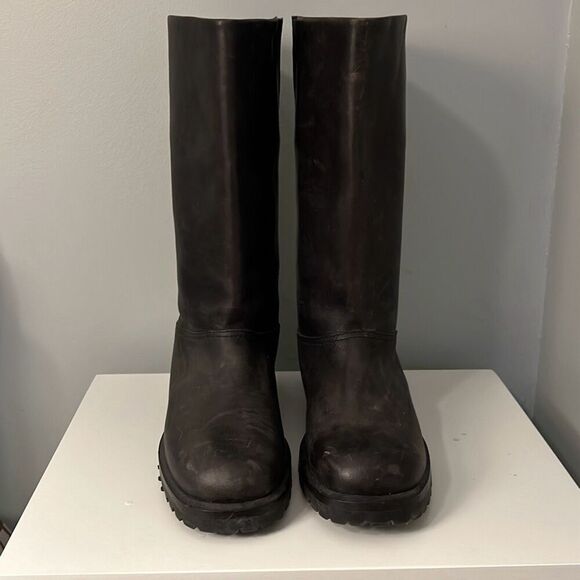 Timberland Women's Black Slip On Waterproof Leather High Riding Boots - Picture 2 of 10